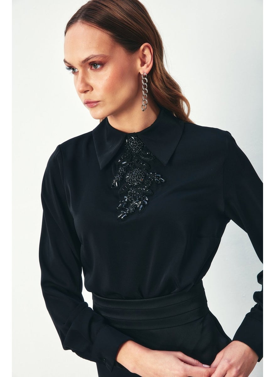 Collar Stone Accessory Blouse - Black - pzsku/Z2D24366C31DA9B08850CZ/45/_/1740639099/83643ff8-8437-480b-8939-743b9244918b