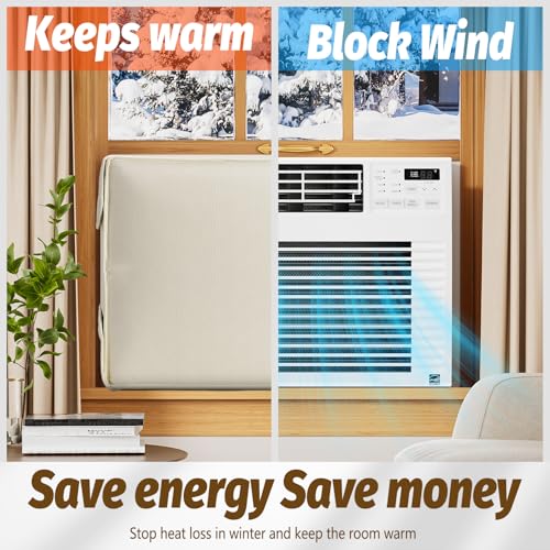 DEMEDO Air Conditioner Cover Indoor - Window Ac Covers for Inside, Windproof, Dustproof and Waterproof Window Air Conditioner Cover for Winter, Insulation for Wall Ac Unit 21"W x 15"H x 3.5"D, Beige - Image 3