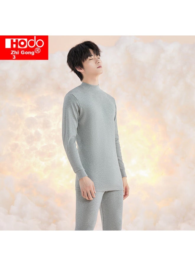 hongdou Hongdou Men's Autumn Underwear Set, Pure Cotton Mid-high Collar Cotton Sweater, Thin Base Layer, Warm Set, New Autumn Release, Hemp Gray 180  - Image 3