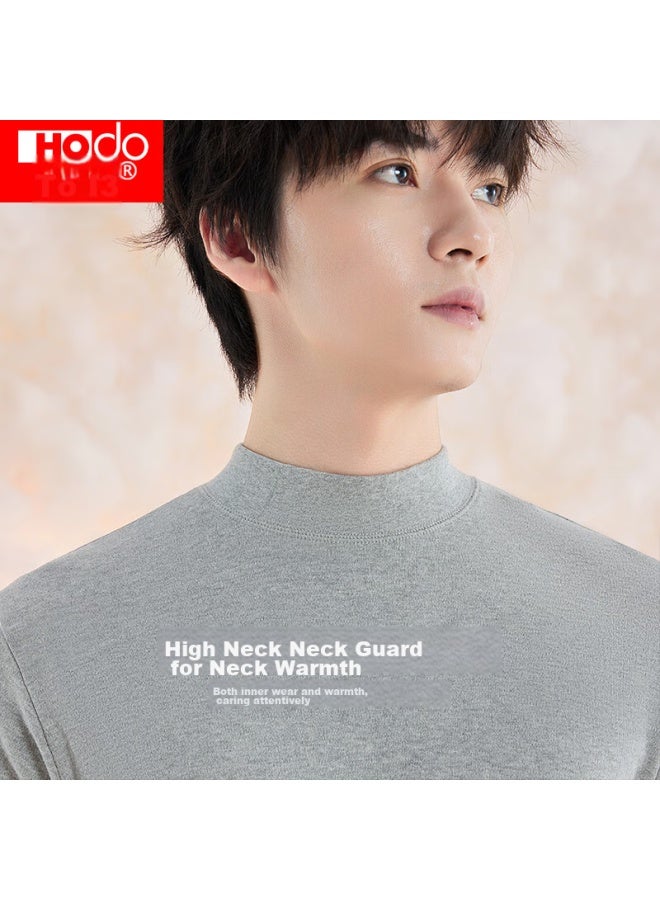 hongdou Hongdou Men's Autumn Underwear Set, Pure Cotton Mid-high Collar Cotton Sweater, Thin Base Layer, Warm Set, New Autumn Release, Hemp Gray 180  - Image 5