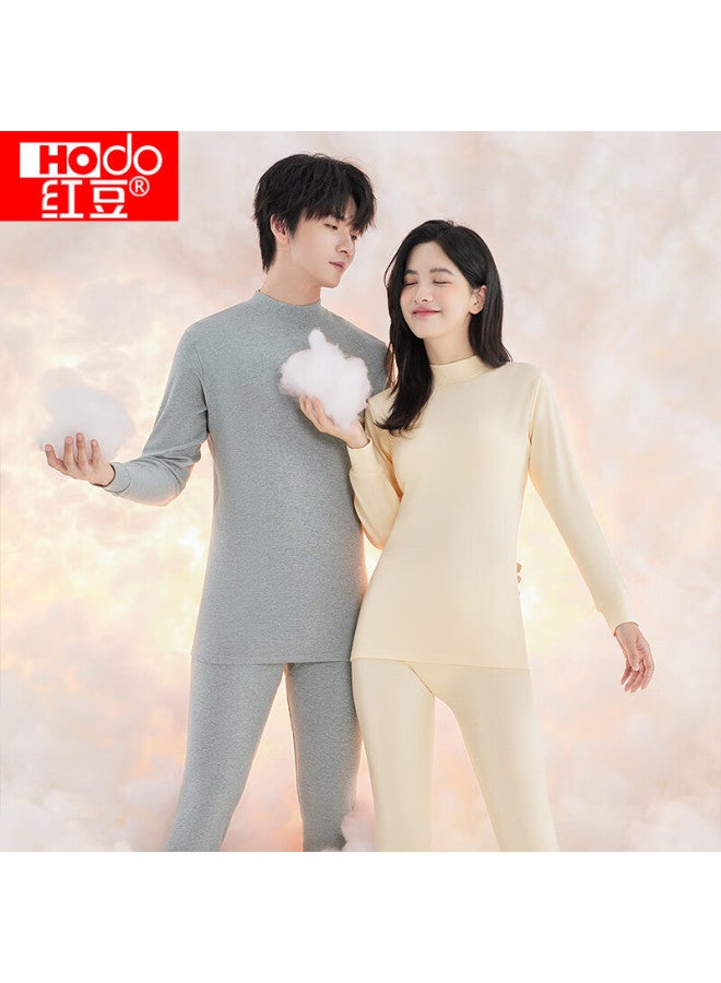 hongdou Hongdou Men's Autumn Underwear Set, Pure Cotton Mid-high Collar Cotton Sweater, Thin Base Layer, Warm Set, New Autumn Release, Hemp Gray 180  - Image 4