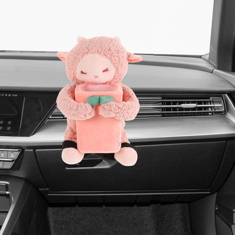 🚗 علبة نفايات سيارة كرتونية متعددة الاستخدامات باللون الوردي ٢٧٥٠ ١٨٠٠ ١٥٠٠ سنتيمتر مع صندوق مناديل - Image 4