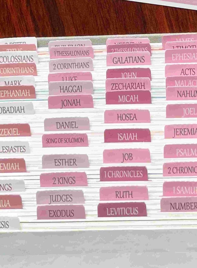 thinkor Laminated Bible Tabs, Reposition Large Print Stickers, Easy to Read and Apply Bible Tabs for Women and Man (White Pink) - Image 4