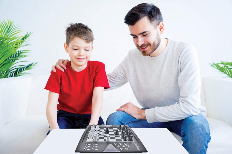 Lexibook ChessmanÂ® Elite Interactive Electronic Chess Game +, 64 Levels of Difficulty, LEDs, Family Child Board Game, Black/White, CG1300US - Image 4