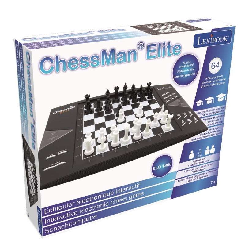 Lexibook ChessmanÂ® Elite Interactive Electronic Chess Game +, 64 Levels of Difficulty, LEDs, Family Child Board Game, Black/White, CG1300US - Image 3