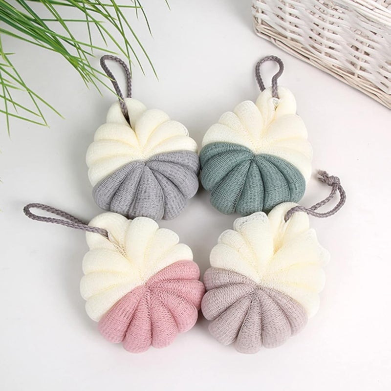 4Pcs Bath Sponge Shower Loofahs,Soft Net Bath Ball,Scrubber Sponge Ball,Large Size,Durable Mesh Pouf Bath Loofah Sponge Body Wash Puff (Assorted Colors)