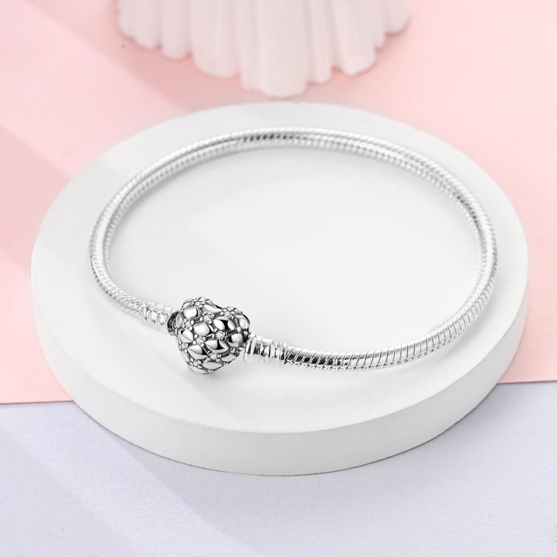 Parmuz 925 Sterling Silver Charms Bracelet for Women Love Heart Summer Ocean Iconic Moments Snake Chain Bracelet with Charm 5A Cubic Zirconia for Mother Daughter - Image 2