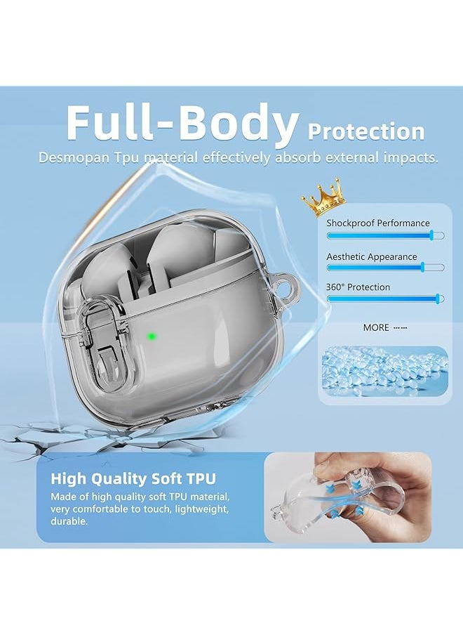 erorex - Compatible With Airpods 4 Case With Safety Lock Soft Tpu Transparent Airpods 4Th Generation Case Full Protection Shockproof Cover With Keychain For Airpods 4 Gen 2024 - Image 1
