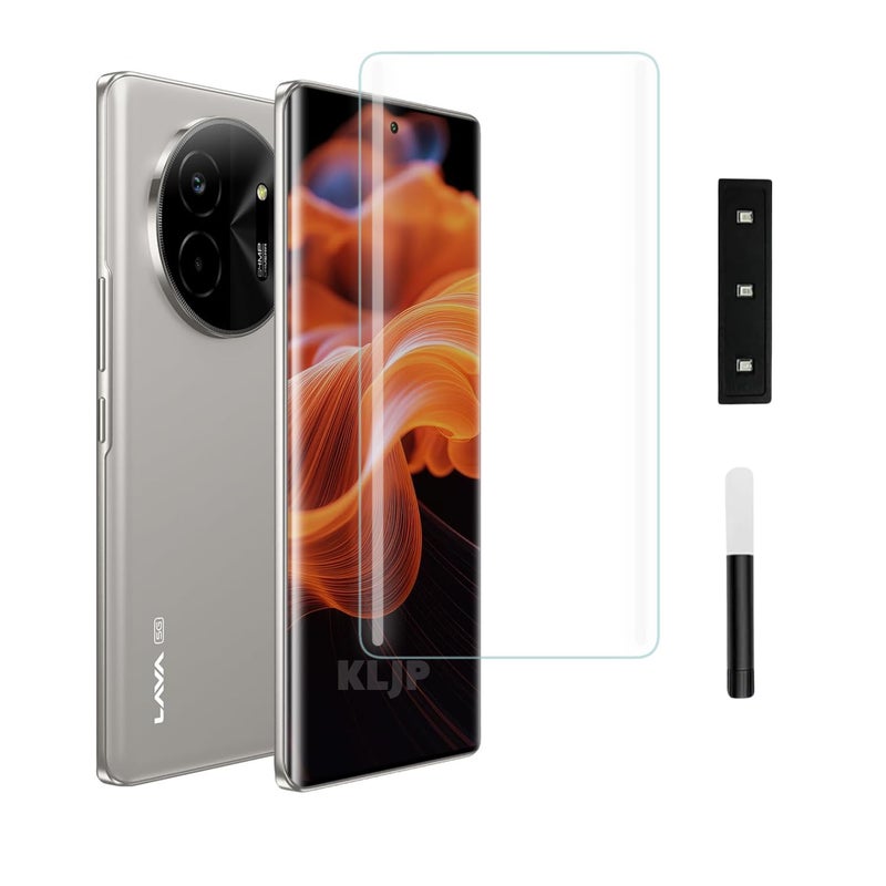 KLJP HD+ UV Tempered Glass Screen Protector Guard Compatible For Lava Blaze X 5G (Pack of 1) Full Adhesive UV Curved Case Friendly HD+ Clarity - Image 1