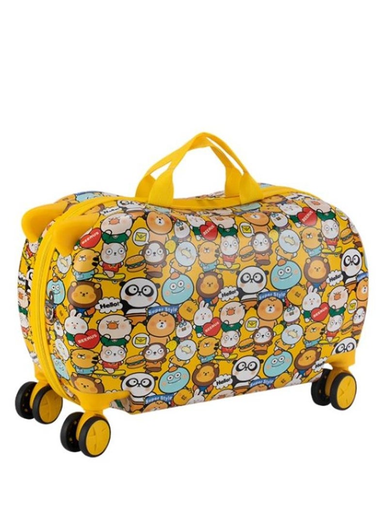 Golden Kids Trolley Case, Ride-On Suitcase 2 In 1 Kid Luggage Organizer Waterproof Carry On Travel Bag Children's Motorcycle Trunk Storage Box,Kids Luggage With Spinner Wheels(20 inches) - Image 1