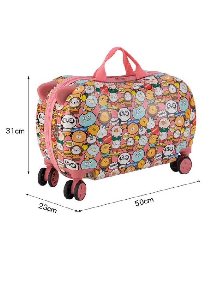 Golden Kids Trolley Case, Ride-On Suitcase 2 In 1 Kid Luggage Organizer Waterproof Carry On Travel Bag Children's Motorcycle Trunk Storage Box,Kids Luggage With Spinner Wheels(20 inches) - Image 2