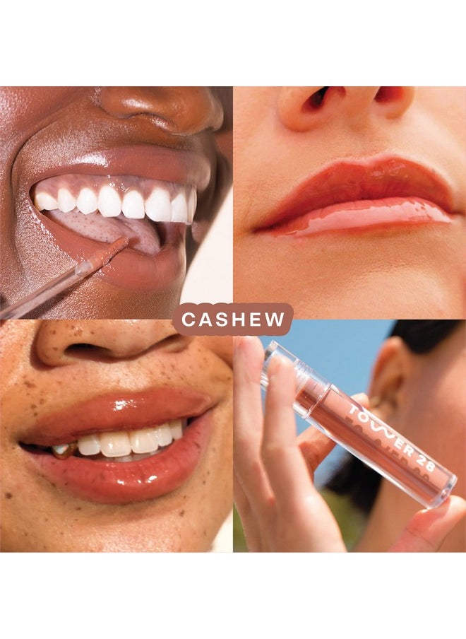 TOWER 28 Shineon Milky Lip Jelly Cashew Nonsticky Lip Gloss Milky Rosy Brown Vegan Lip Gloss Moisturizing Apricot And Raspberry Seed Oil Cruelty Free  - Image 2