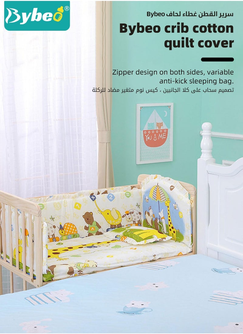 Bybeo Baby Bedside Crib, Premium Baby Bed, Wooden Newborn Bedside Bassinet, Infant Nursery Bedding for Boys and Girls with Mattress, Mosquito Net, Cartoon Quilt and Sheet, Mattress  - Image 3