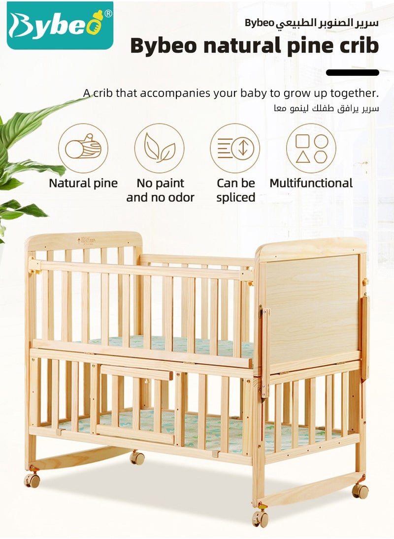 Bybeo Baby Bedside Crib, Premium Baby Bed, Wooden Newborn Bedside Bassinet, Infant Nursery Bedding for Boys and Girls with Mattress, Mosquito Net, Cartoon Quilt and Sheet, Mattress  - Image 2