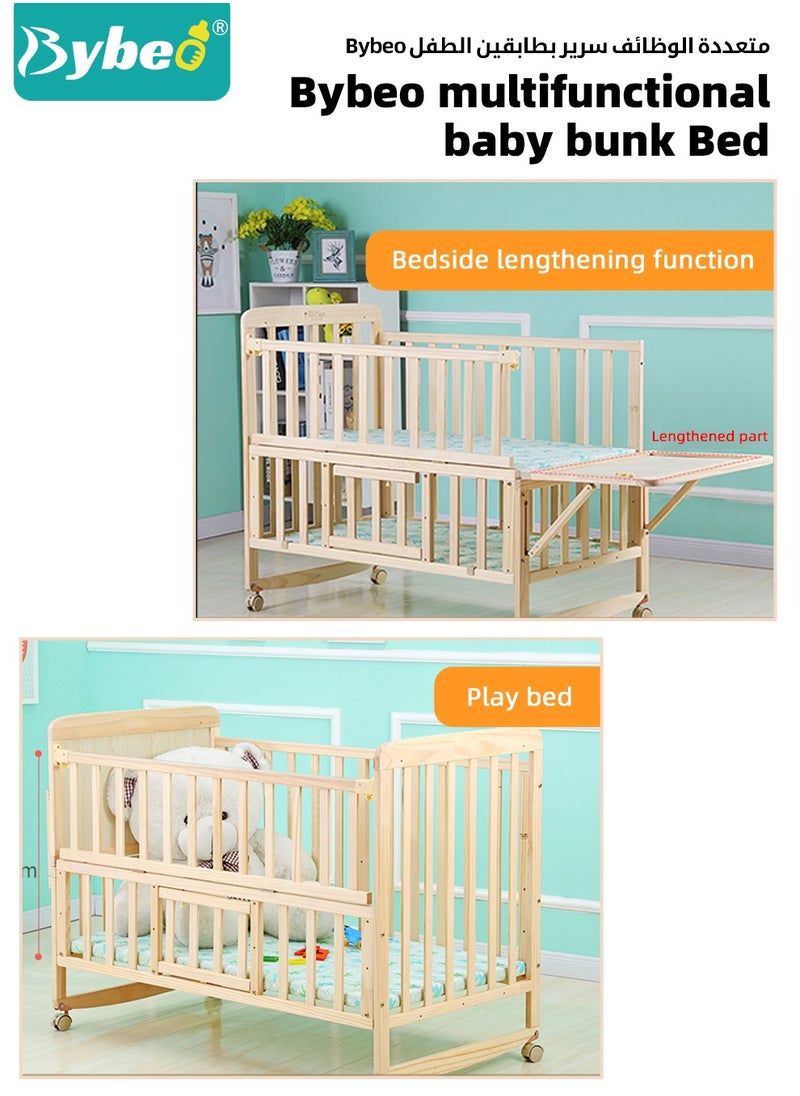 Bybeo Baby Bedside Crib, Premium Baby Bed, Wooden Newborn Bedside Bassinet, Infant Nursery Bedding for Boys and Girls with Mattress, Mosquito Net, Cartoon Quilt and Sheet, Mattress  - Image 5