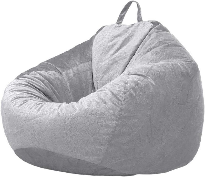 klarako Lounger Chairs Sofa Cover Velvet Bean Bag Cover with Handle Inner Pockets  Grey_2 - Image 1