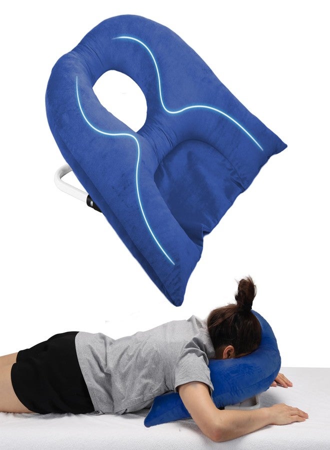 Beatvive Face Down Pillow for Sleeping, Prone Pillow for Vitrectomy or Retinal Surgery, Adjustable Height Face Down Sleep, Retina Lying Eye Surgery Recovery (Velvet-Dark blue) - Image 1