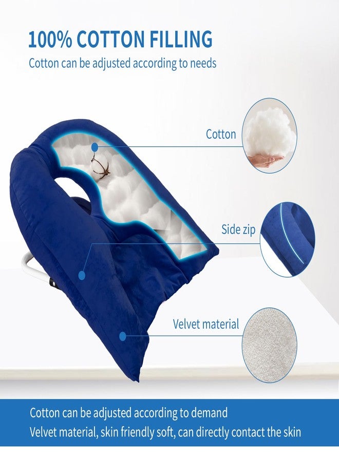 Beatvive Face Down Pillow for Sleeping, Prone Pillow for Vitrectomy or Retinal Surgery, Adjustable Height Face Down Sleep, Retina Lying Eye Surgery Recovery (Velvet-Dark blue) - Image 3