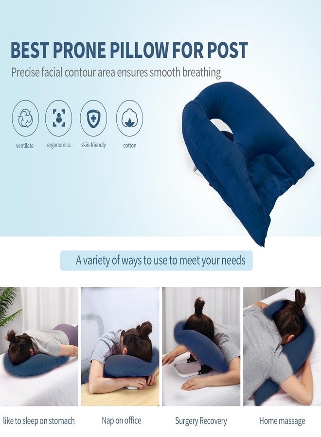 Beatvive Face Down Pillow for Sleeping, Prone Pillow for Vitrectomy or Retinal Surgery, Adjustable Height Face Down Sleep, Retina Lying Eye Surgery Recovery (Velvet-Dark blue) - Image 4