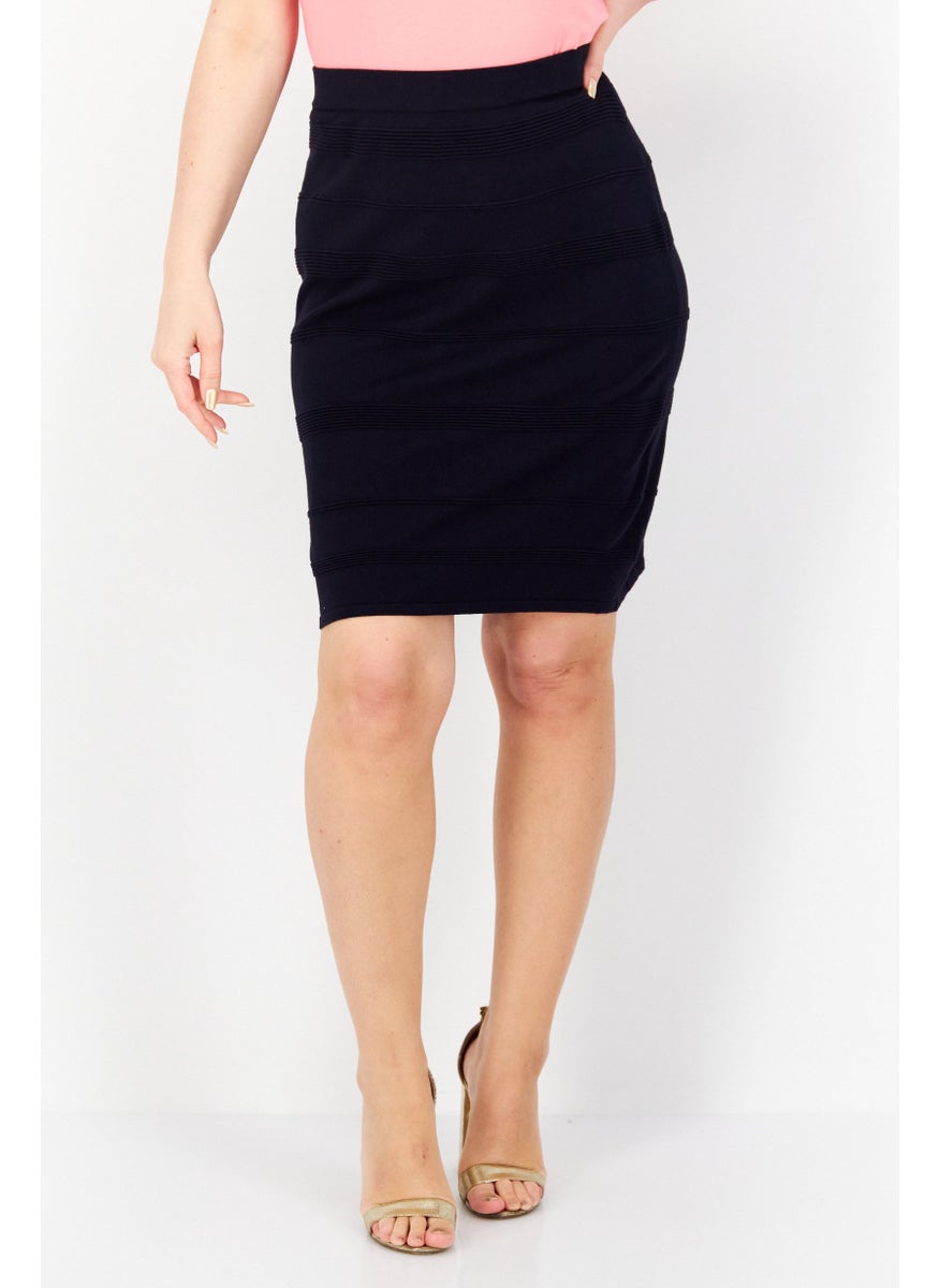 Zero Women Textured Pull-On Mini Skirt, Dark Navy  - Image 1