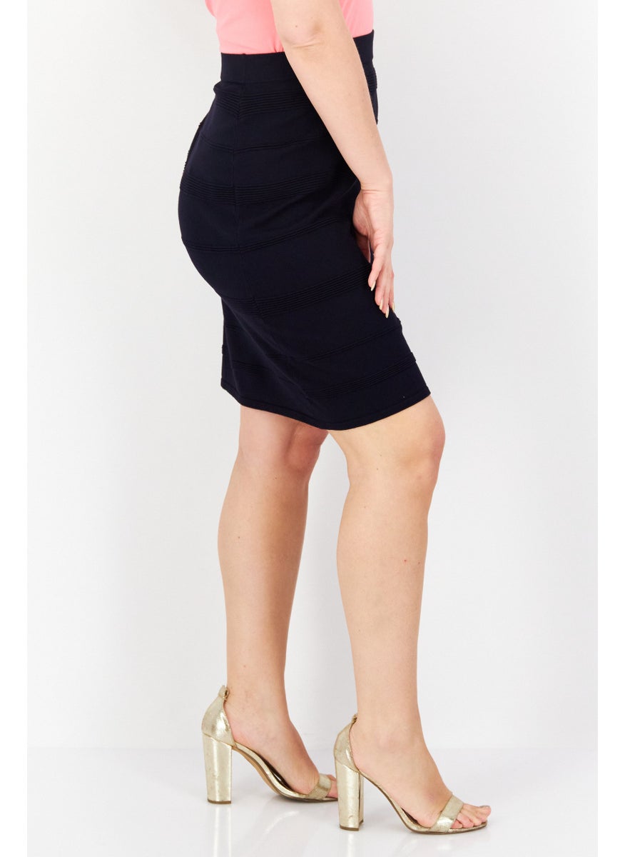 Zero Women Textured Pull-On Mini Skirt, Dark Navy  - Image 3