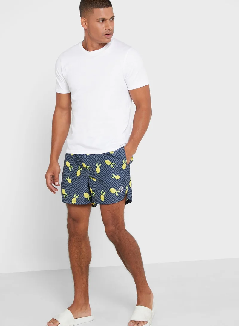 JACK & JONES Lemon Print Swim Shorts