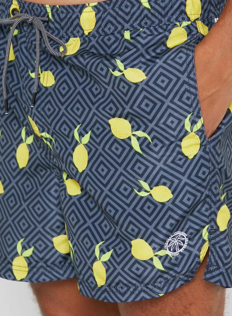 JACK & JONES Lemon Print Swim Shorts