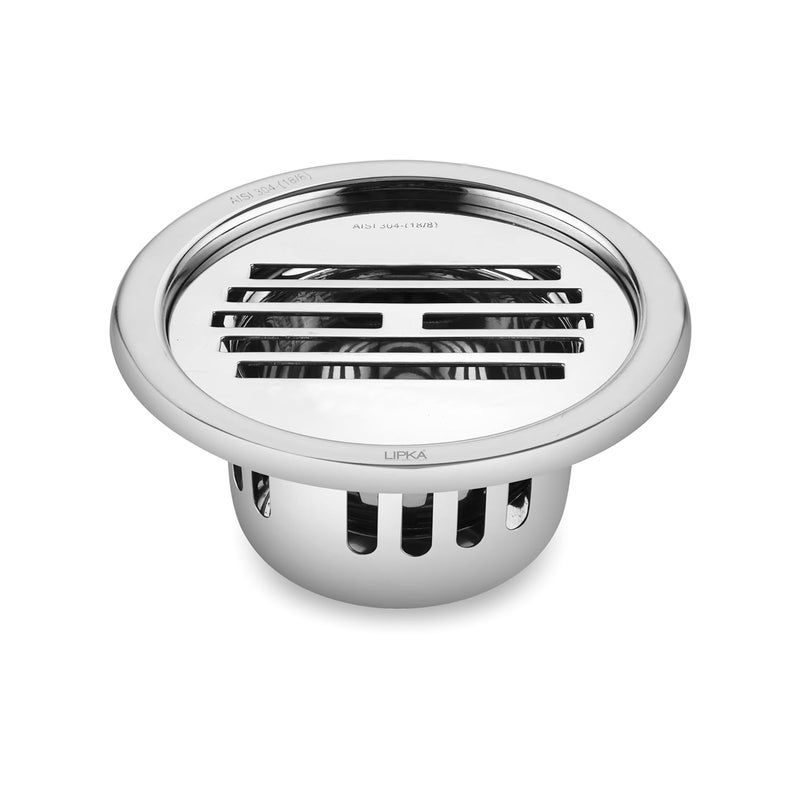 LIPKA Golden Classic Jali Round Floor Drain with Cockroach Trap 4 x 4 Inches Bathroom 304Grade Stainless Steel Floor Trap Glossy Finish Drain Jali - Image 1