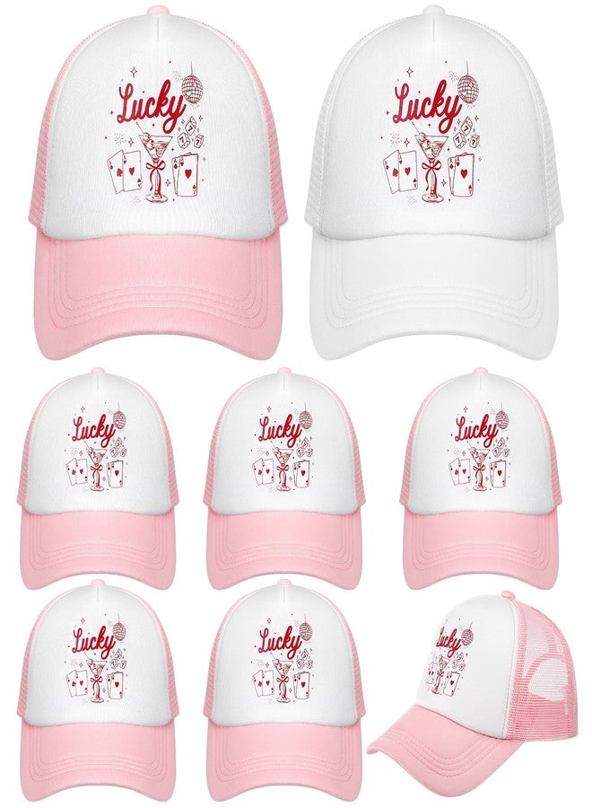 Funnysoft 8 Pack Lucky Bachelorette Trucker Hat - Vegas Casino Themed Bridal Party Cap for Bride, Wedding Beach Party Favors Bulk for Women Bride Bridesmaid Gifts, Supplies for Bach Wedding - Image 1