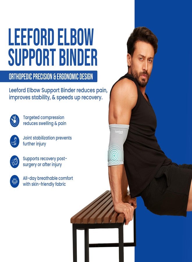Leeford Ortho Elbow Support Binder for Badminton, Gym Workout | Adjustable Neoprene Sleeve Tennis Pain Relief Elbow Support Brace for Men and Women Size-XL - Image 3