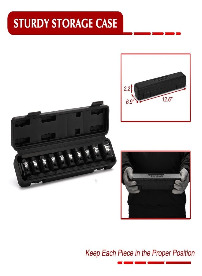EMENTOL 10PCS 1/2" Dr. Pipe Plug Socket Set, SAE, CR-MO, Tapered Male Square Drive - 7/16 Inch to 9/16 Inch, Chamfered Female Square Drive - 7/16 Inch to 13/16 Inch - Image 5