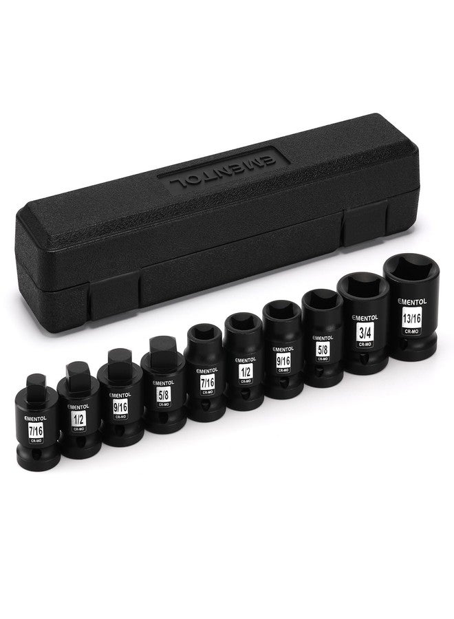 EMENTOL 10PCS 1/2" Dr. Pipe Plug Socket Set, SAE, CR-MO, Tapered Male Square Drive - 7/16 Inch to 9/16 Inch, Chamfered Female Square Drive - 7/16 Inch to 13/16 Inch - Image 1