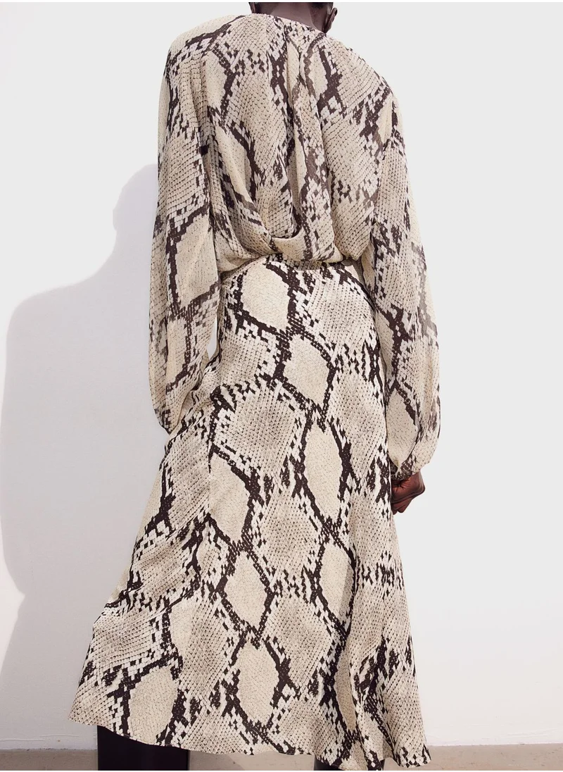 H&M Puff Sleeve Printed Top