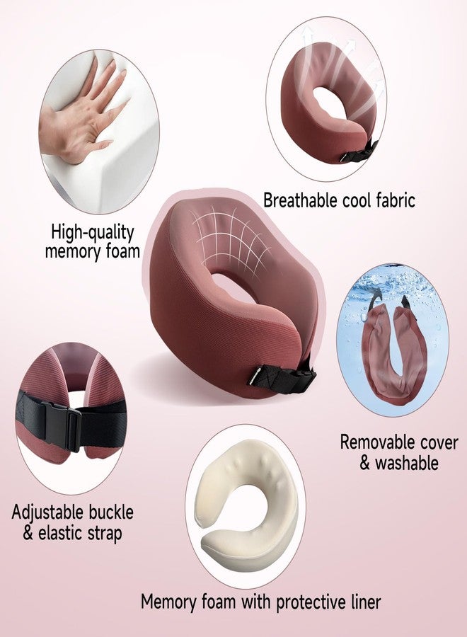 SPRFUFLY Super Soft Travel Pillow, 100% Memory Airplane Pillow with Sleep Mask and Ear Plugs, Breathable Removable Cover & Ergonomic Design - Essentials Neck Pillow for Airplane, Office & Home Use - Image 3