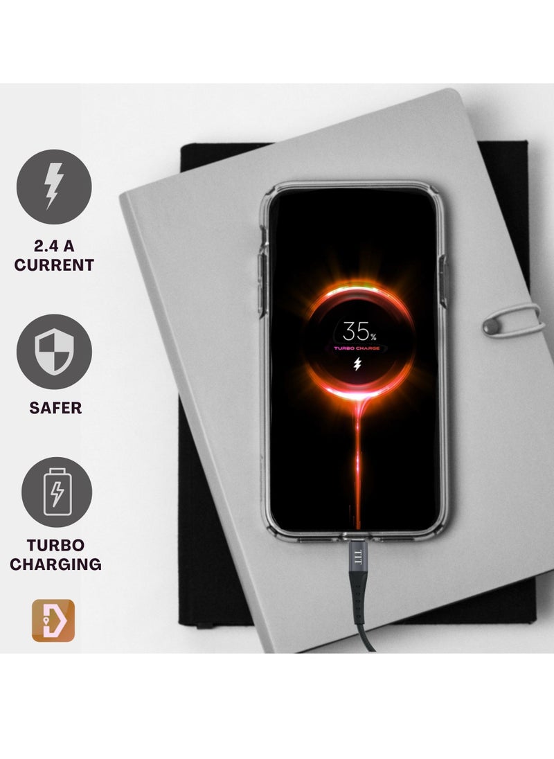 Liston - iPhone Charging Cable Fast Charger USB to lightning for iPhone, iPad, AirPods, 1 Meter Black - Image 1