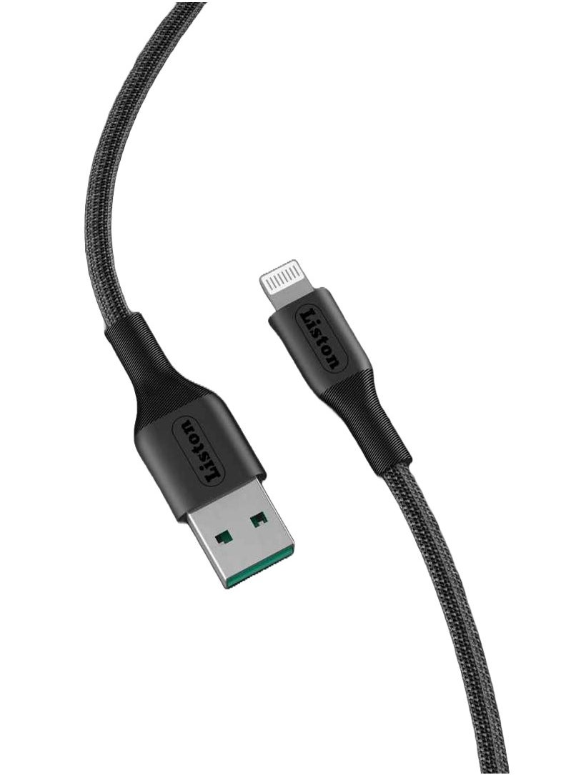 Liston - iPhone Charging Cable Fast Charger USB to lightning for iPhone, iPad, AirPods, 1 Meter Black - Image 1