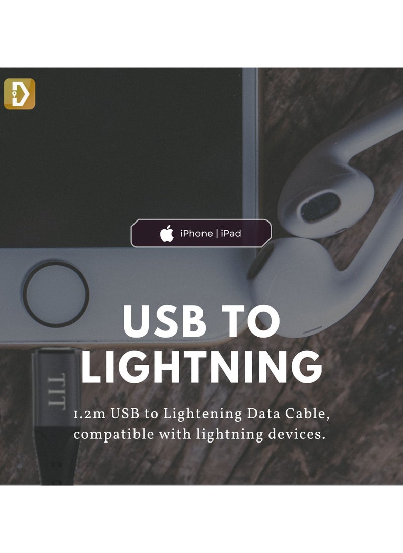 Liston - iPhone Charging Cable Fast Charger USB to lightning for iPhone, iPad, AirPods, 1 Meter Black - Image 1