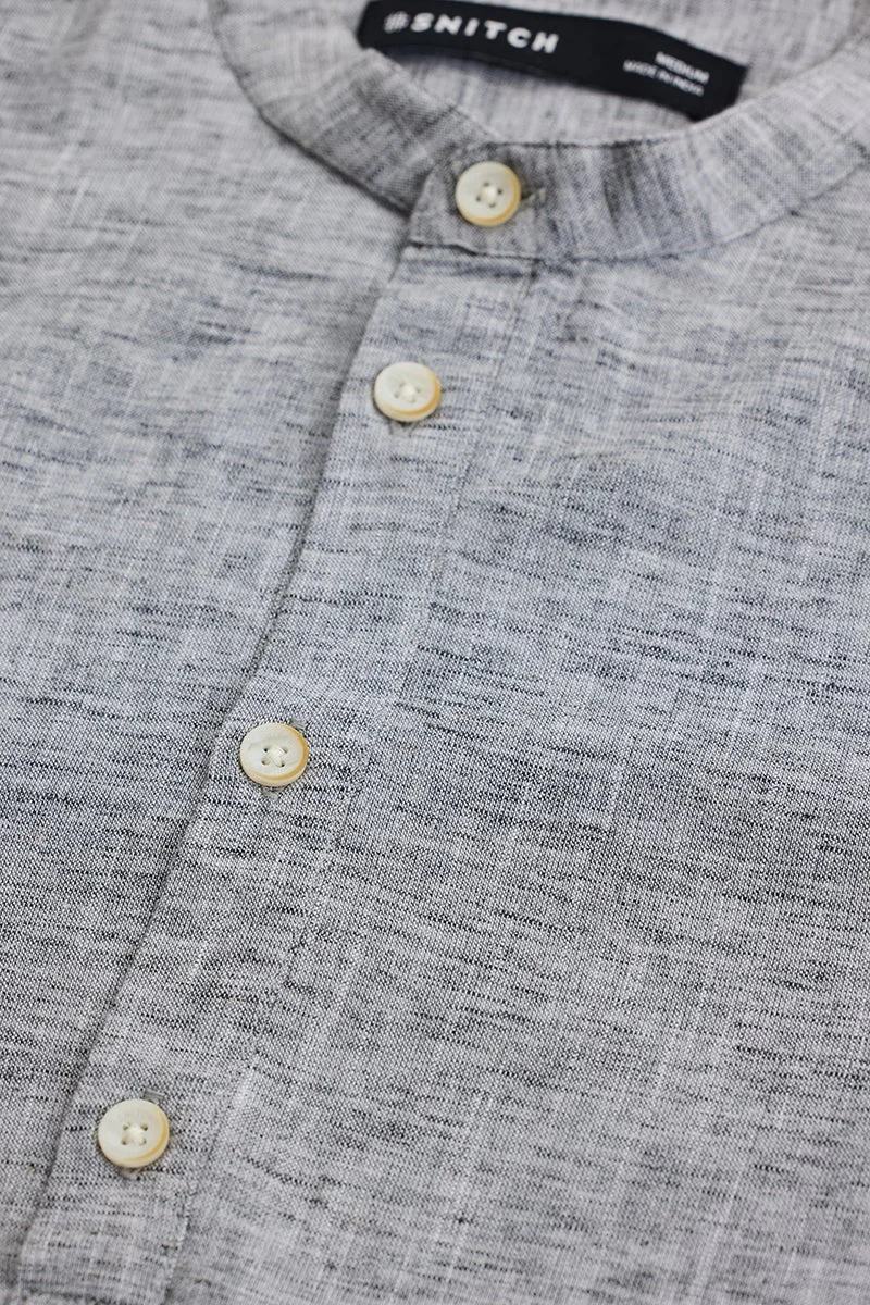 SNITCH Grey Self-Design Slim Fit Kurta
