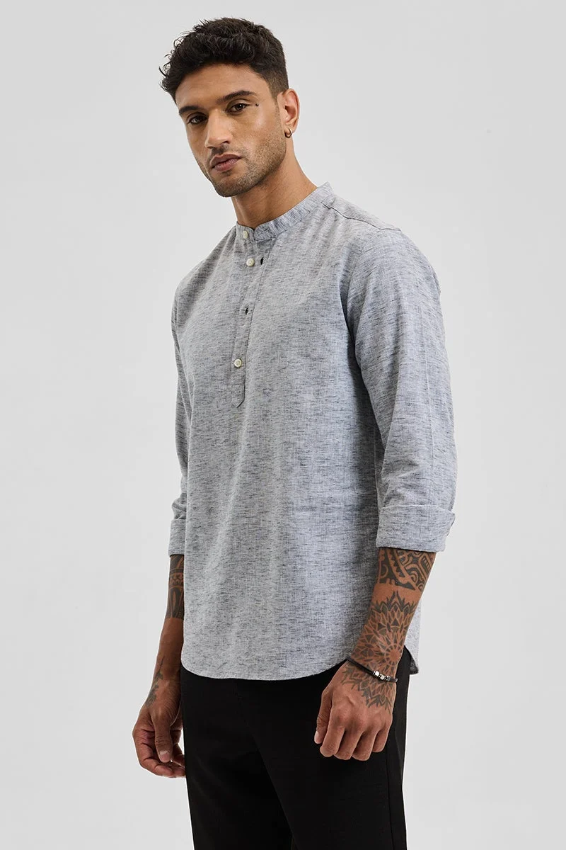 SNITCH Grey Self-Design Slim Fit Kurta