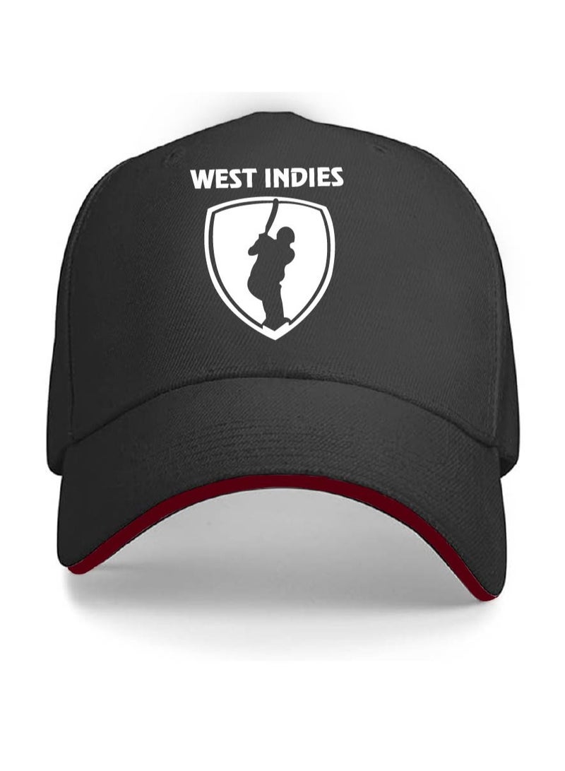 West Indies Sports Fans Cricket Cap for Men and Women - West Indies Sports Cricket Caps for Fans - Metal Adjustable Buckle Closure Cap - Unisex Cricket Cap for Sports Matches - Image 1
