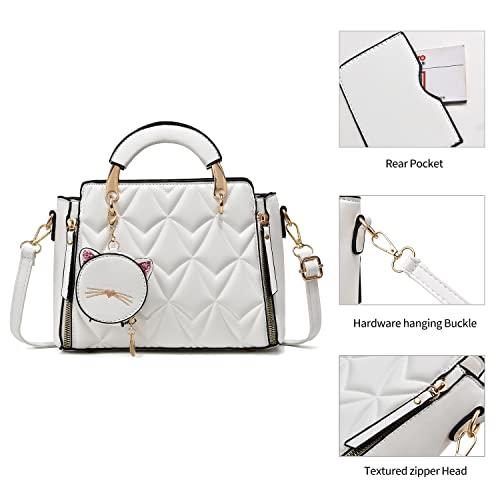 Xiaoyu Fashion Purses and Handbags for Women Ladies Crossbody Bags Top Handle Satchel Shoulder Bags Small Totes (White Bubble) - Image 5