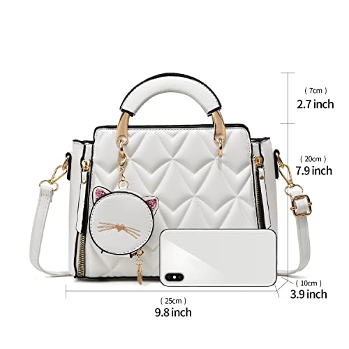 Xiaoyu Fashion Purses and Handbags for Women Ladies Crossbody Bags Top Handle Satchel Shoulder Bags Small Totes (White Bubble) - Image 3