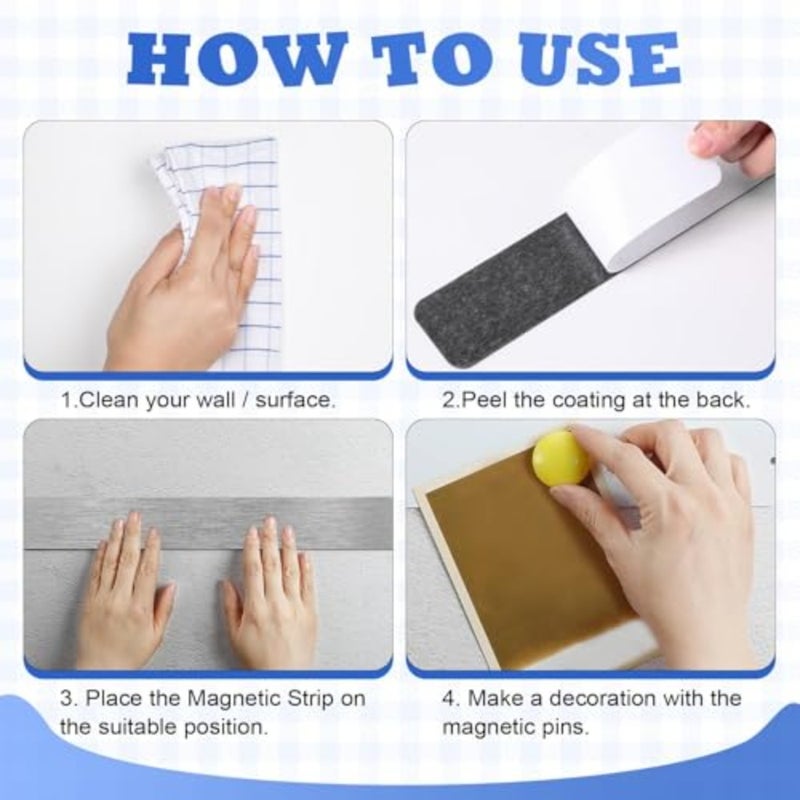 18 Pcs Magnetic Bulletin Board Strips, Frameless Stainless Steel Iron Strips with Colorful Magnets, Self-Adhesive Memo for Office, Home, Wall, Photos and Notes Silver - Image 3