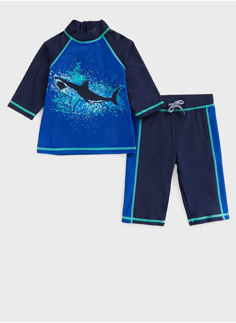 mothercare Kids Color Block T-Shirt & Shorts Set
