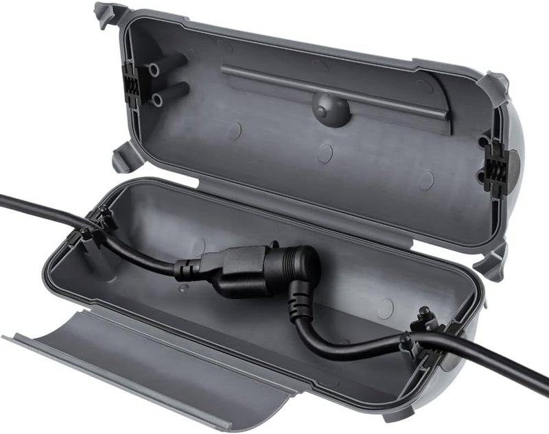 Flemoon Outdoor Extension Cord Safety Cover with Waterproof Protector Seal, Weatherproof Electrical Connection Box for Outdoor Outlets, Plugs, Sockets, Holiday Decorations, Power Tools, Gray - Image 1