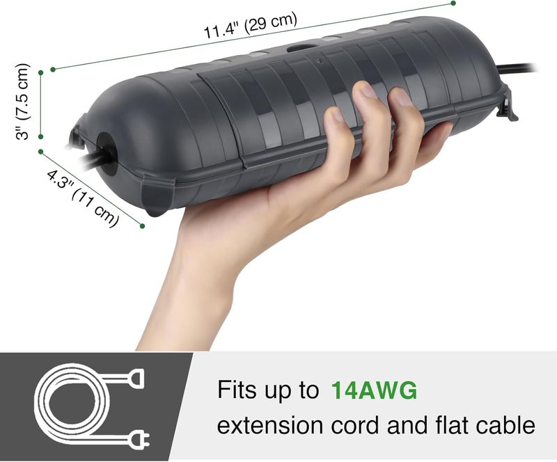 Flemoon Outdoor Extension Cord Safety Cover with Waterproof Protector Seal, Weatherproof Electrical Connection Box for Outdoor Outlets, Plugs, Sockets, Holiday Decorations, Power Tools, Gray - Image 3