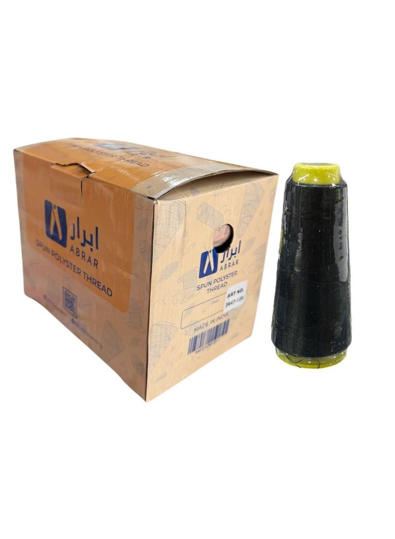 Abrar 100% Spun Polyster Sewing Thread Box Of 12 Cones, Made in India