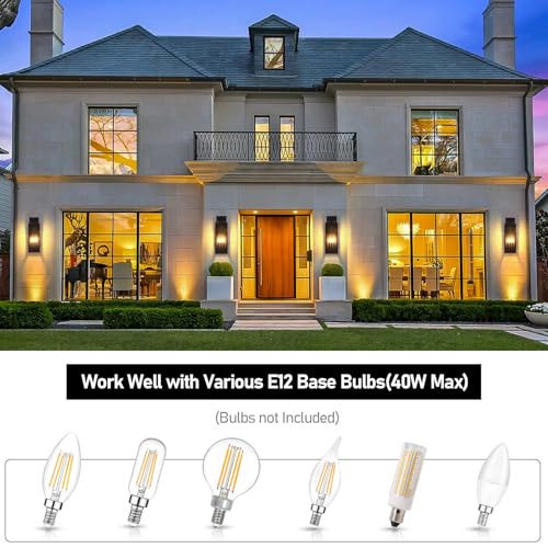 BesLowe 20in Large Outdoor Wall Light Fixtures, Exterior Lighting Fixtures Porch Sconces Wall Mounted, Waterproof Black Outdoor Wall Lanterns Lamps, Outside Lights for House Patio Front Door Entryway, 2-Pack - Image 5