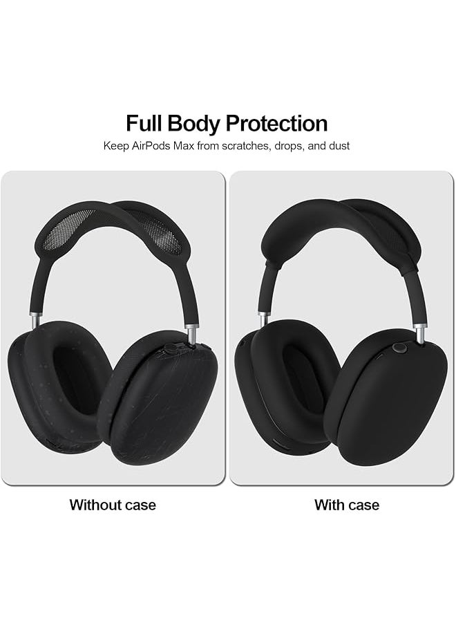 erorex - In 1 Silicone Case For Airpods Max Headphones Anti Scratch Ear Pad Case Cover Ear Cups Cover Headband Cover For Airpods Max Black - Image 1