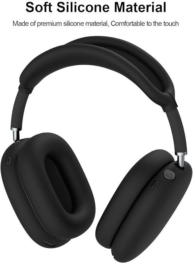 erorex - In 1 Silicone Case For Airpods Max Headphones Anti Scratch Ear Pad Case Cover Ear Cups Cover Headband Cover For Airpods Max Black - Image 1